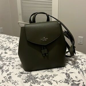 Kate Spade olive green leather backpack